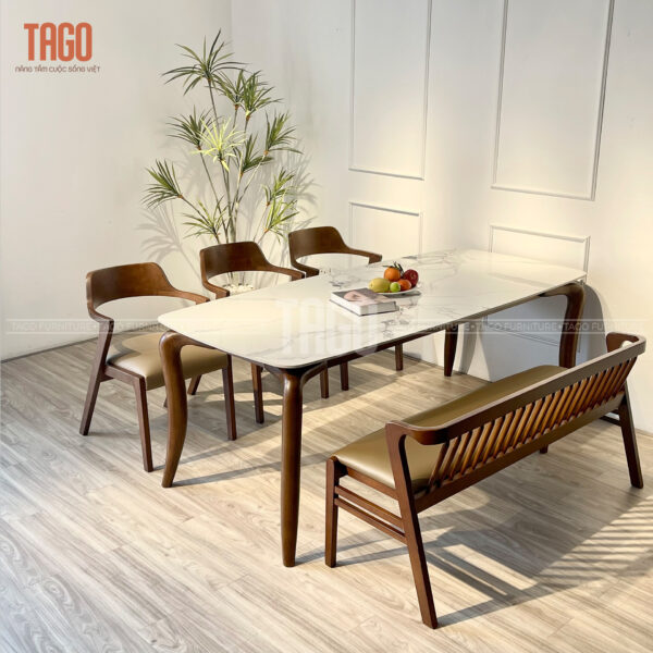 Bộ bàn ăn Mặt đá Saint 4 ghế - S4BS18W - Hình ảnh 6