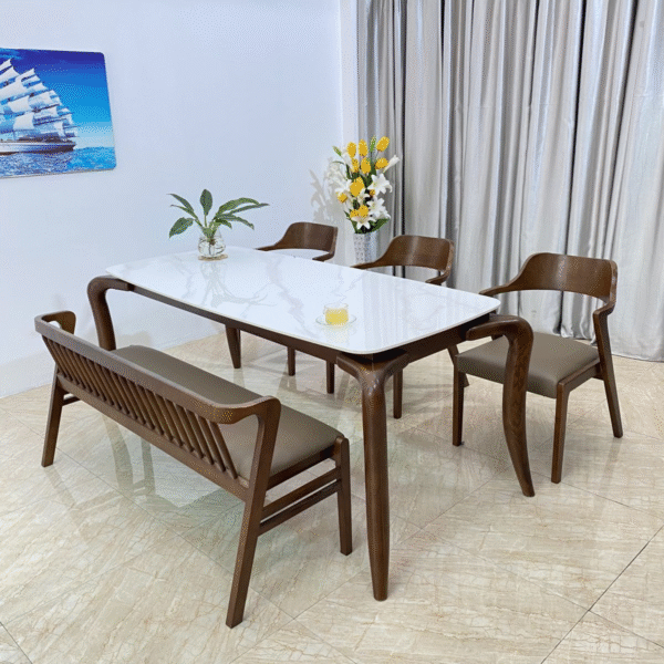 Bộ bàn ăn Mặt đá Saint 3 ghế S3BS18W