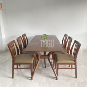 Bộ bàn ăn MÙA THU - CROWN 6G walnut (Sao chép)