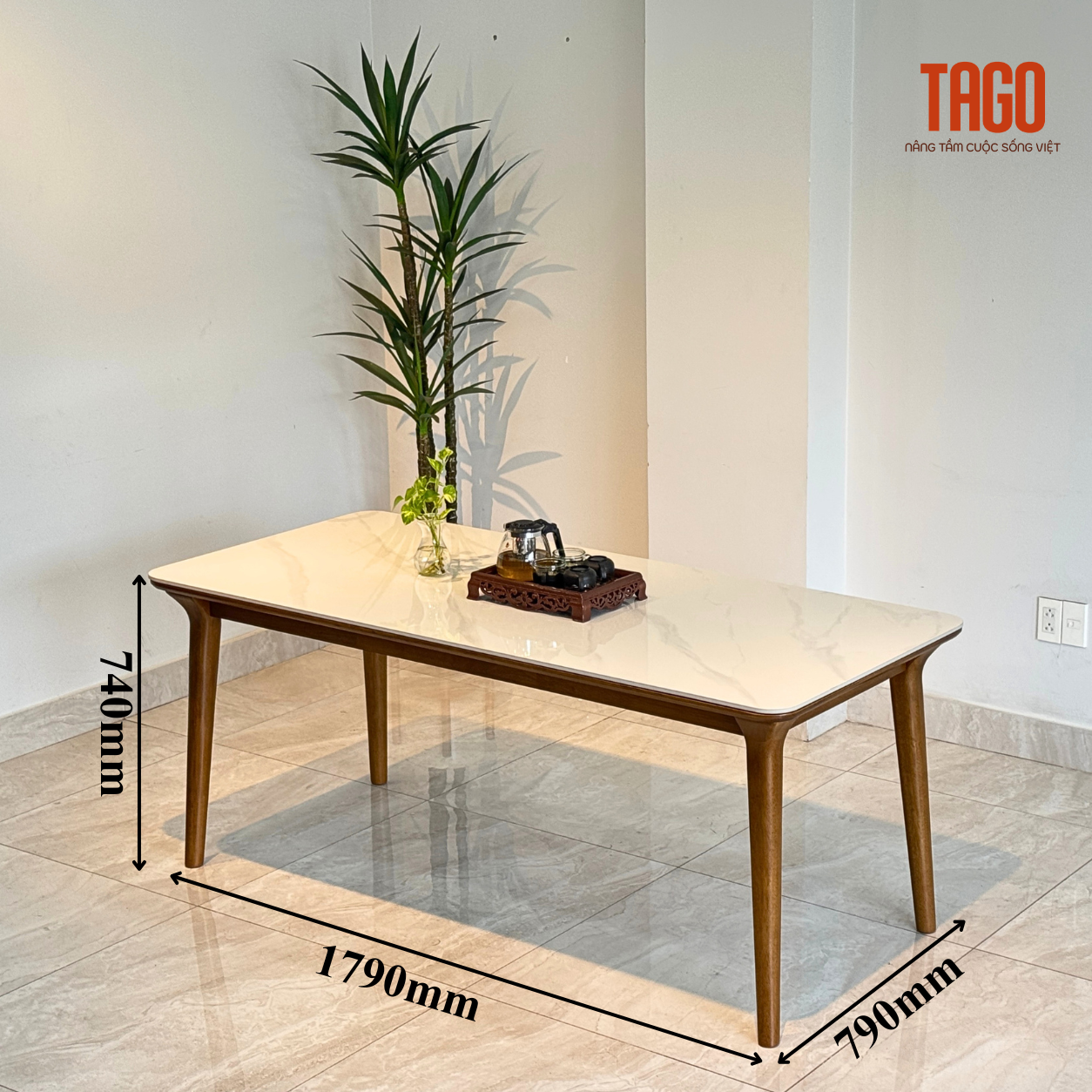 Bàn Ăn Đá MILAN 1M39 Walnut - Hình ảnh 4