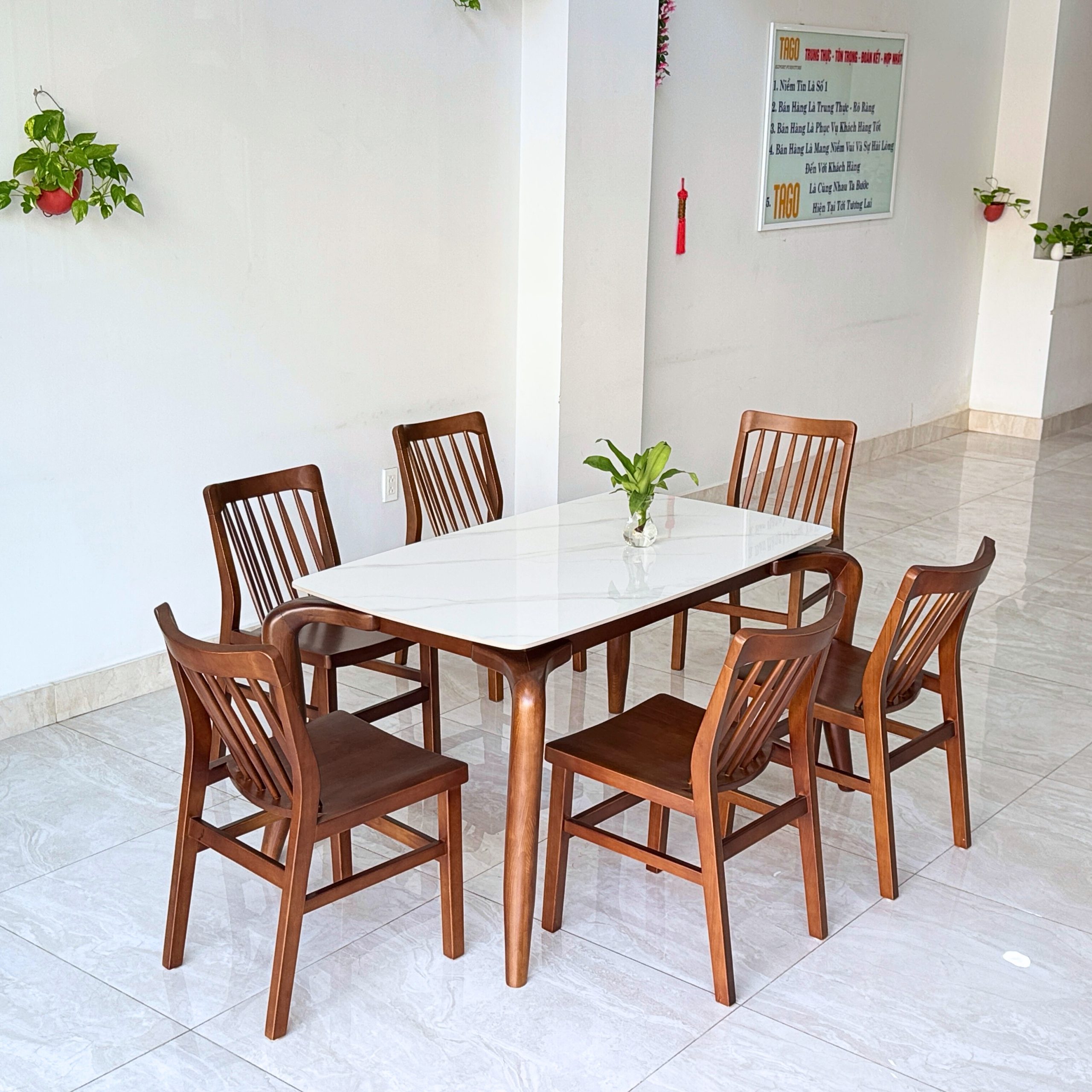 Bộ bàn ăn đá Xuân Hè - RD4GB14 walnut - Hình ảnh 6