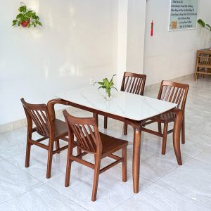 Bộ bàn ăn đá Xuân Hè - RD4GB14 walnut