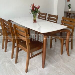 Bộ bàn ăn đá Sun Shine - 6GB1M8 Walnut