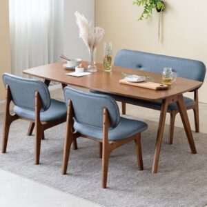 Bộ bàn ăn Tulip 2ghe-1bench walnut