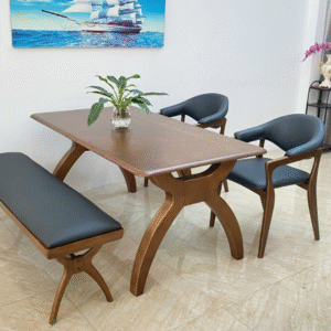 Bộ bàn ăn RUDY- Bàn ROMAN 2 ghế 1bench- RR2C1B