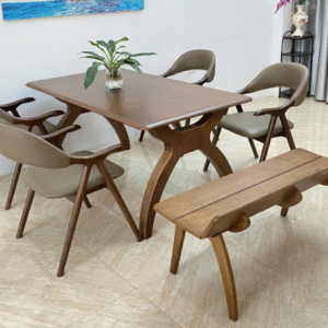 Bộ bàn ăn LIFUMI- Bàn ROMAN- 4 ghế 1 bench- RL4C1B