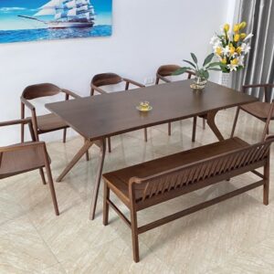 Bàn ăn Óc chó 5 ghế OC5BL18W