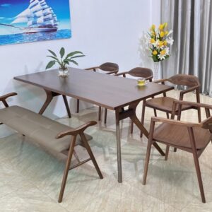 Bàn ăn Óc chó 4 ghế OCB4L18W