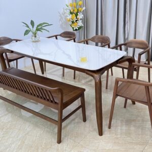 Bộ bàn ăn Mặt đá Óc Chó 5 ghế   OC5BS18W