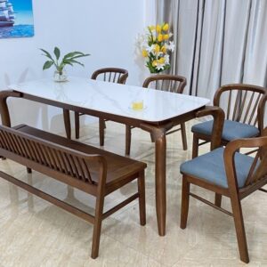Bộ bàn ăn Mặt đá Candy 4 ghế   C4BS18W