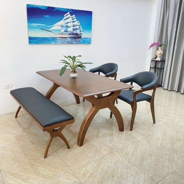 Bộ bàn ăn RUDY- Bàn ROMAN 2 ghế 1bench- RR2C1B - Hình ảnh 7