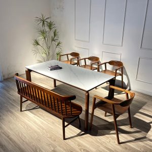 Bộ bàn ăn đá Óc chó 1M79 bench 207- 4OCB1M5