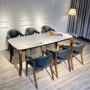 Bàn ăn mặt đá Rudy 6 walnut
