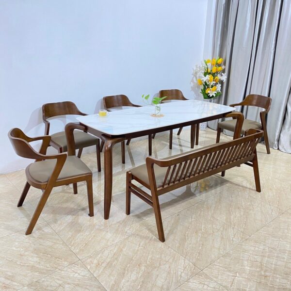Bộ bàn ăn Mặt đá Saint 5 ghế S5BS18W
