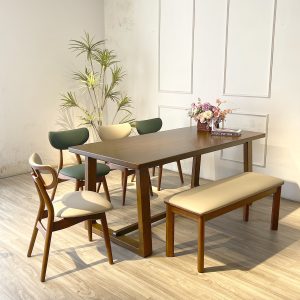 Bộ bàn ăn gỗ TADI phối bench - BTD184GB