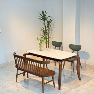 Bộ Bàn Ăn Mặt Đá TADI 1M4 - 2 Ghế Phối Bench 207