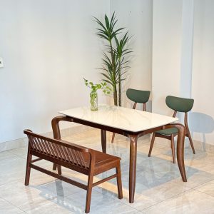 Bộ Bàn Ăn Mặt Đá 2 Ghế Phối Bench TADI 1M4