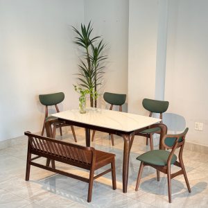 Bộ Bàn Ăn Mặt Đá 4 Ghế Phối Bench TADI 1M4