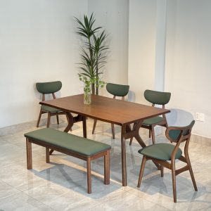 Bộ Bàn Ăn Gỗ TADI 4 Ghế Phối Bench