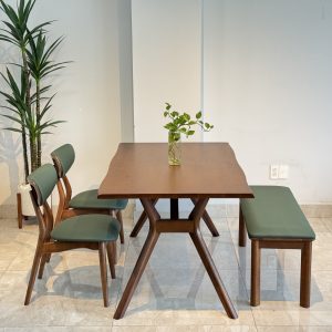 Bộ Bàn Ăn Gỗ TADI 2 Ghế Phối Bench
