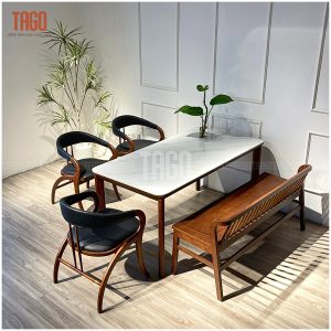 Bộ bàn ăn KIVA 1595mm phối bench 1m4 - BKV3G1595
