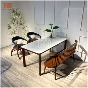 Bộ Bàn Ăn Kiva 1595mm phối bench 1m3 - BKV2G1595