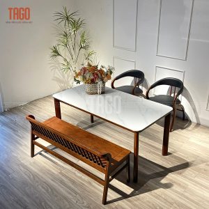 Bộ bàn ăn KIVA 1595mm phối bench 1m4 - BKV2G1595