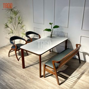 Bộ bàn ăn KIVA 1595mm phối bench 1380mm - BKV2G1595