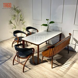 Bộ Bàn Ăn Kiva 1595mm phối bench 1m3 - BKV3G1595