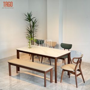 Bộ Bàn Ăn Mặt Đá TADI 1M595 - 4 Ghế Phối Bench