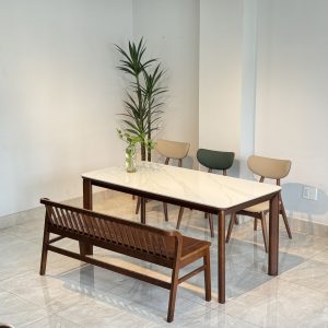Bộ Bàn Ăn Mặt Đá TADI 1M595 - 3 Ghế Phối Bench Xuân Hè