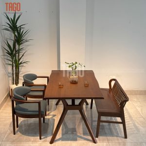 Bộ Bàn Ăn NORI 2 Ghế Phối Bench Xuân Hè 1m1