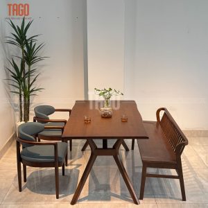 Bộ Bàn Ăn NORI 2 Ghế Phối Bench Xuân Hè 1m4
