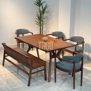 Bộ Bàn Ăn NORI 4 Ghế Phối Bench Xuân Hè 1m4