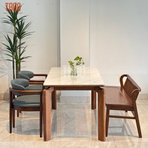 Bộ Bàn Ăn NORI 2 Ghế Phối Bench Xuân Hè 1m1
