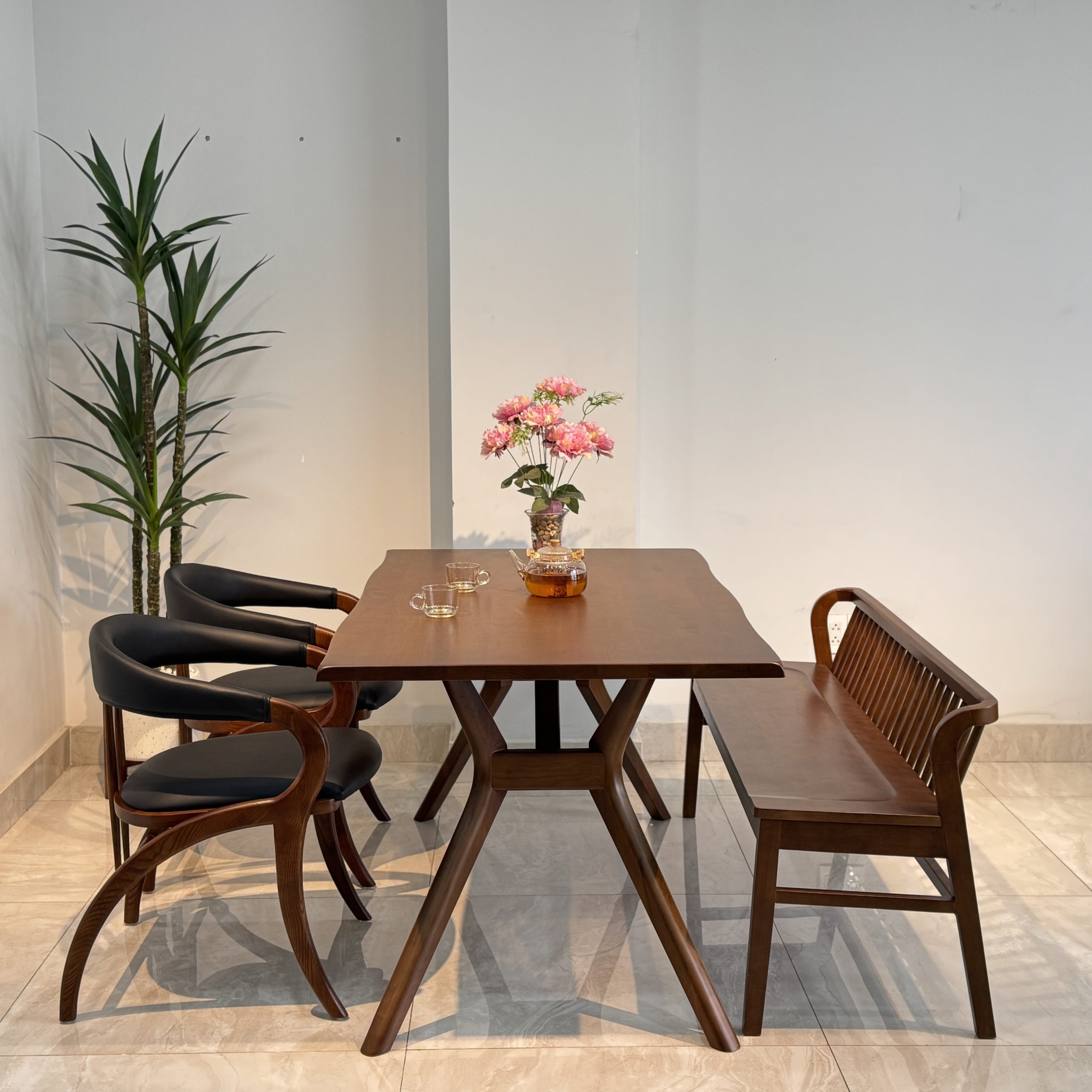 Bộ Bàn Ăn Gỗ KIVA 1M5 phối bench- BKV2G15