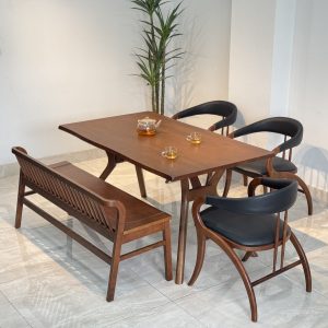 Bộ Bàn Ăn Gỗ KIVA 1M5 phối bench- BKV3G15