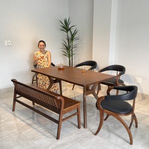Bộ Bàn Ăn Gỗ KIVA 1M5 phối bench- BKV4G15
