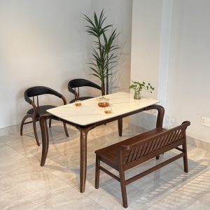 Bộ Bàn Đá KIVA 1M4 phối bench gỗ- KV2GBXH