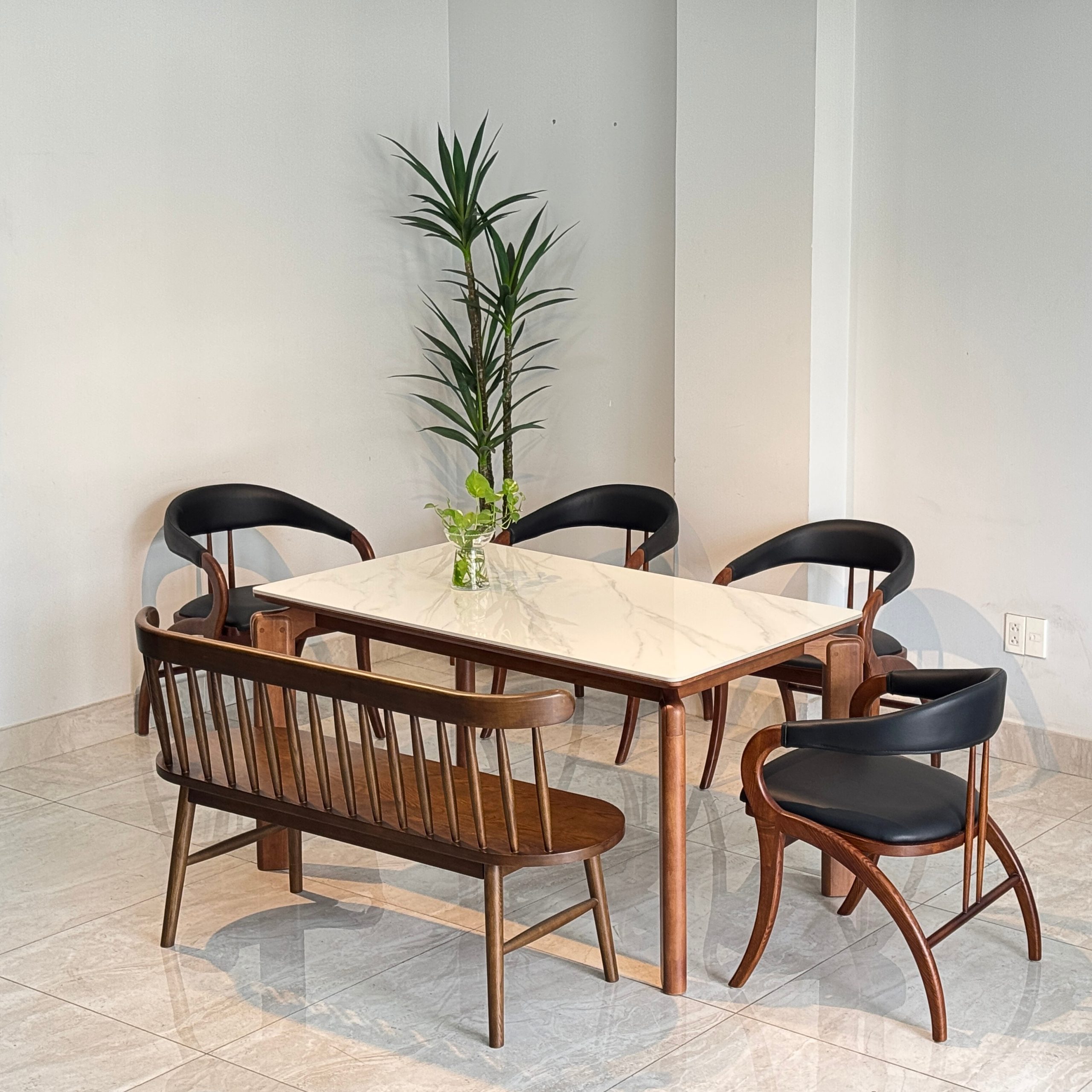 Bộ Bàn Ăn KIVA 1M39 3 Ghế Phối Bench 207 - Hình ảnh 3