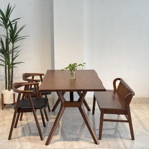 Bộ Bàn Ăn Gỗ OKA 1M5 phối bench- BOK2G15