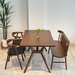 Bộ Bàn Ăn Gỗ OKA 1M5 phối bench 207- BOK2G15