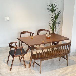 Bộ Bàn Ăn Gỗ OKA 1M5 phối bench 207- BOK3G15