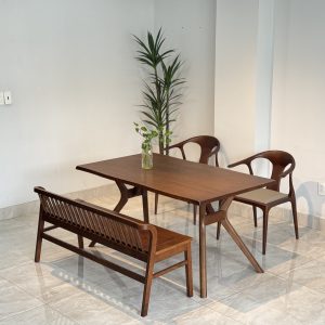 Bộ Bàn Ăn Gỗ SENI 1M6 phối bench- BSN2G16