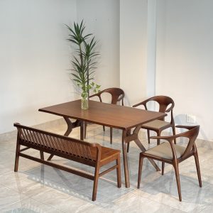 Bộ Bàn Ăn Gỗ SENI 1M6 phối bench- BSN3G16