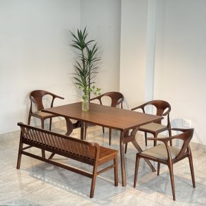 Bộ Bàn Ăn Gỗ SENI 1M6 phối bench- BSN4G16