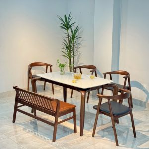 Bộ Bàn Ăn OKA 1M4 - 4 Ghế Phối Bench 1m1