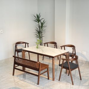 Bộ Bàn Ăn OKA 1M39-4 Ghế Phối Bench 1m1