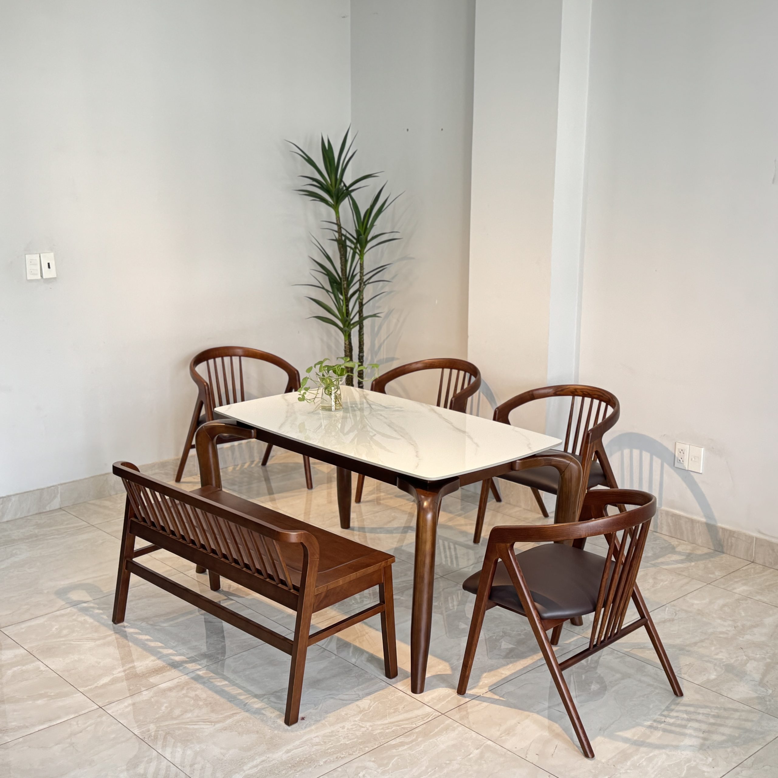 Bộ Bàn Ăn MORI 1M4 - 2 Ghế Phối Bench 1m1 - Hình ảnh 3