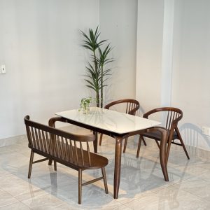 Bộ Bàn Ăn MORI 1M4-Đá 2 Ghế Phối Bench 207